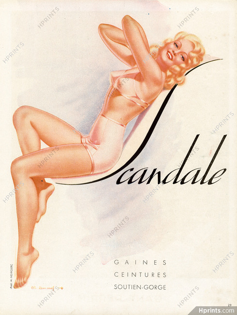 Scandale 1946 Charles Lemmel, Girdle, Bra, Pin-up