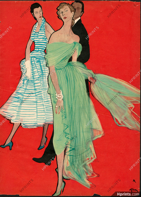 Christian Dior, Ben Gam (Bianchini) 1951 Betsy von Furstenberg, Evening Gown René Gruau