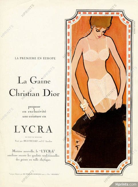 Christian Dior (Lingerie) 1961 La Gaine, Lycra, Du Pont de Nemours, René Gruau