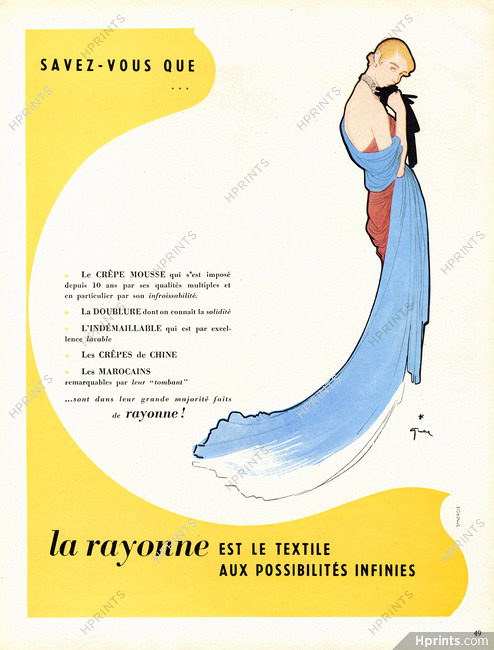 René Gruau 1948 La Rayonne (Label Textile)