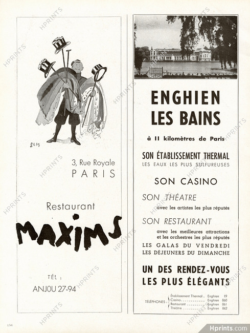 Maxim's (Restaurant), Enghien Les Bains 1948 SEM
