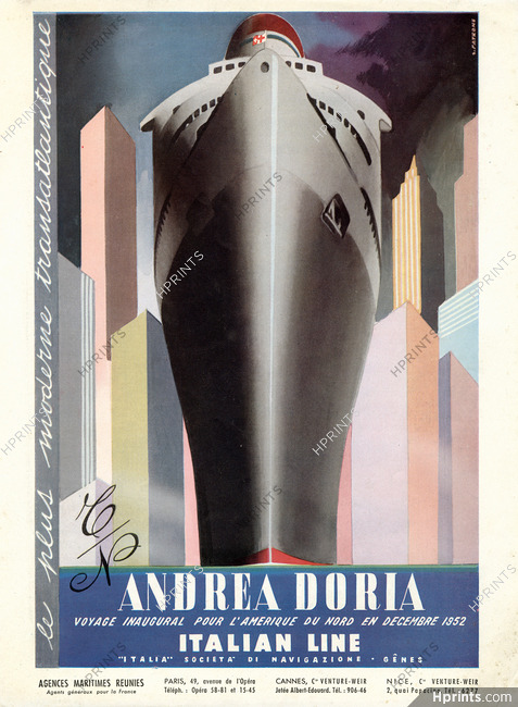 Italian Line (Ship company) 1952 Andrea Doria, Transatlantic Liner