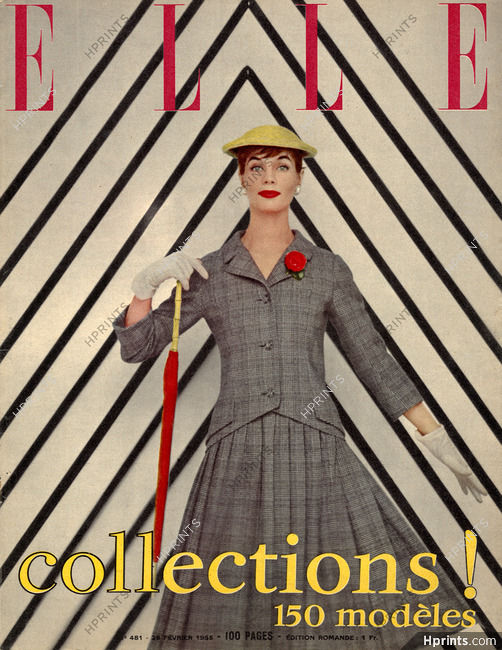 Christian Dior 1955 Tailleur veste-robe, Elle Cover, Photo Kazan-Studio Chevalier