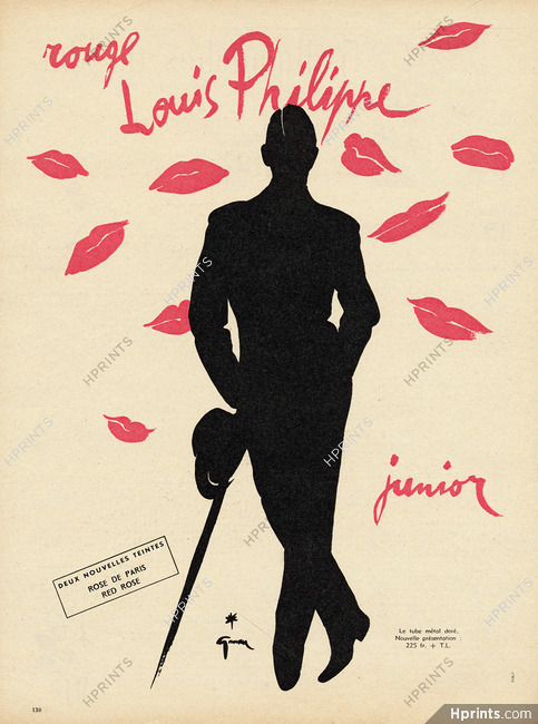 Louis Philippe (Cosmetics) 1955 René Gruau, Lipstick