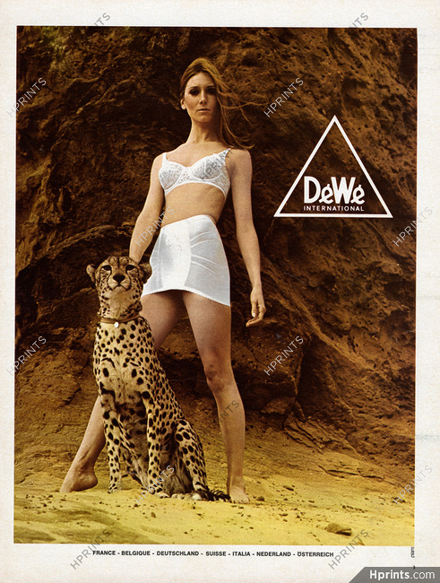 Déwé (Lingerie) 1967 Girdle, Bra, Cheetah