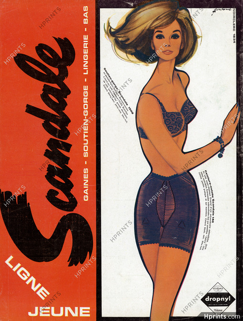 Scandale (Lingerie) 1963 Girdle, Bra, Dropnyl, Pierre Couronne