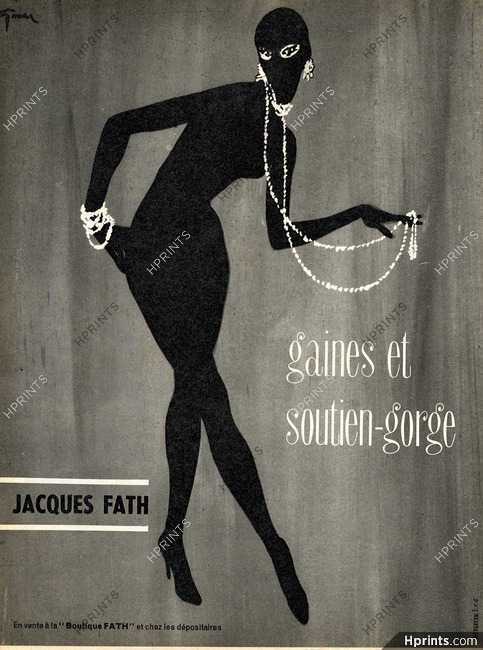 Jacques Fath (Lingerie) 1955 René Gruau (black & white version)