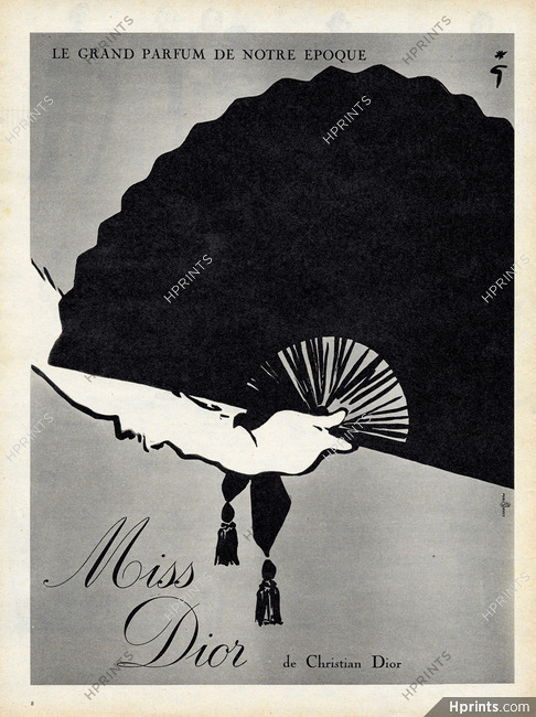 Christian Dior (Perfumes) 1959 Miss Dior, Hand Fan, René Gruau (L)