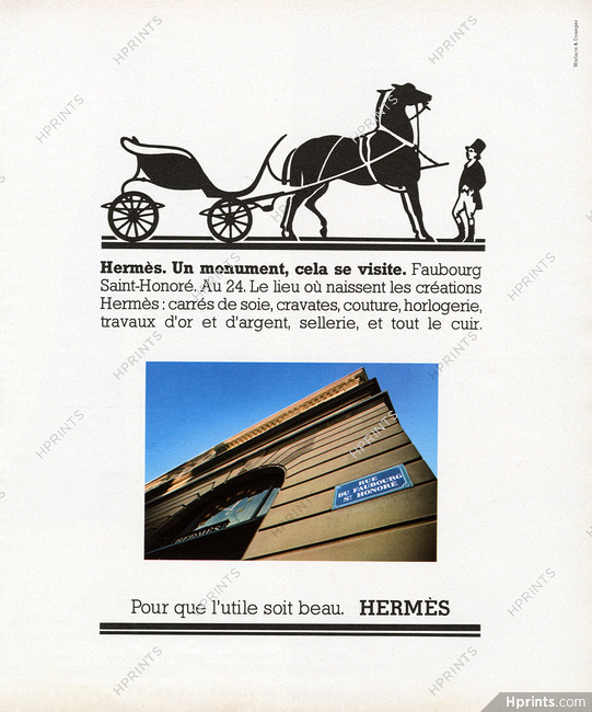 Hermès 1976 "Un monument, cela se visite" 24 Faubourg Saint-Honoré
