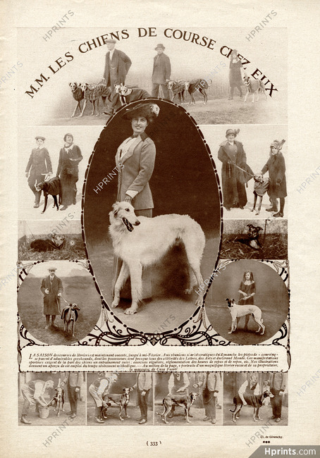 Les Chiens de Course Chez Eux 1913 Barzoïs, Sighthound, Greyhound, Marquise de Casa Fuerté, Photos de Givenchy