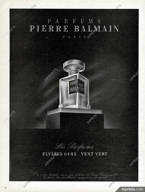 Fortæl mig Portal klar Pierre Balmain (Perfumes) 1948 Vent Vert, Torresany — Perfumes