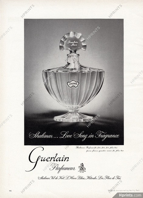 Guerlain (Perfumes) 1954 Shalimar... Love Song In Fragrance