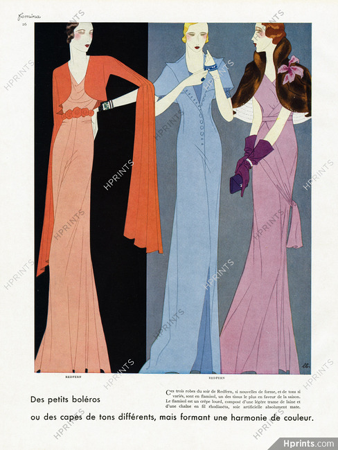Redfern 1932 Boléros, Capes, Evening Gowns, Leon Benigni