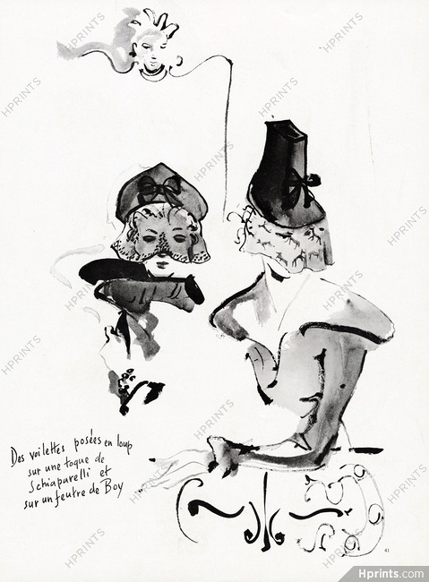Schiaparelli & Boy (Millinery) 1936 Voilettes, Christian Bérard