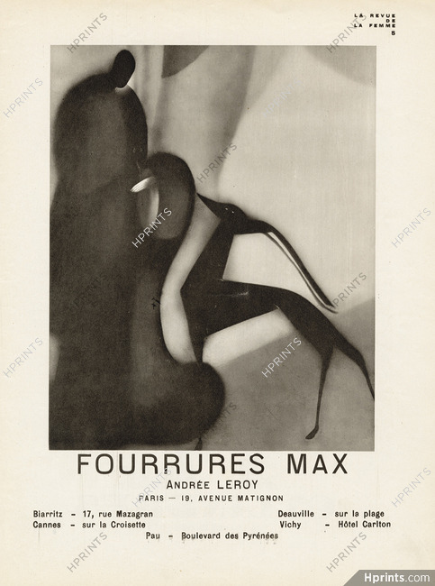 Fourrures Max 1929 Andrée Leroy, Art Deco