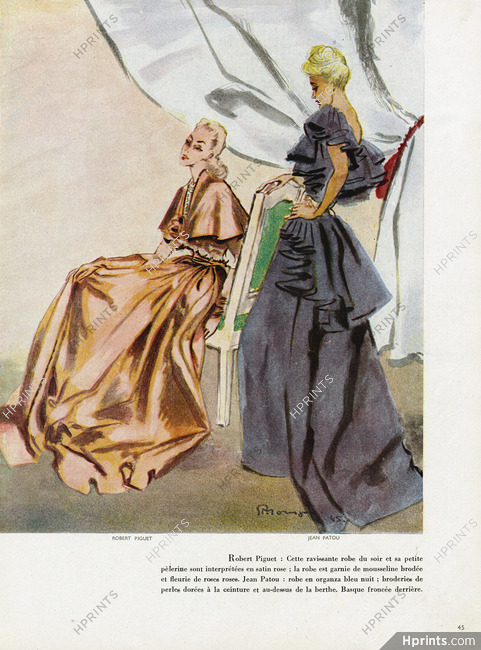 Mourgue 1945 Robert Piguet & Jean Patou Evening Gowns