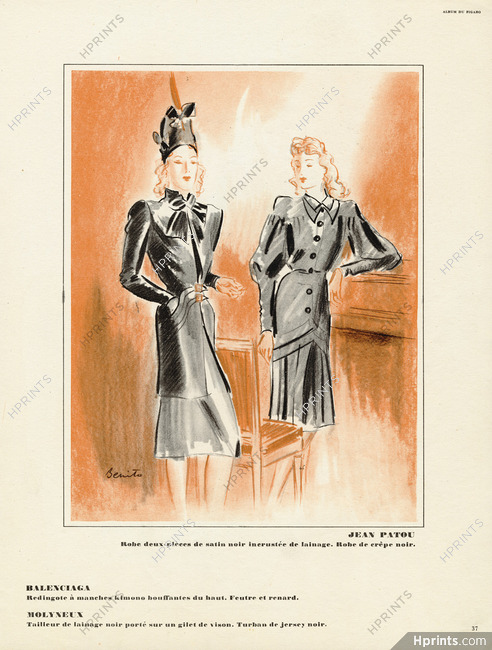 Jean Patou 1942 Benito Fashion Illustration