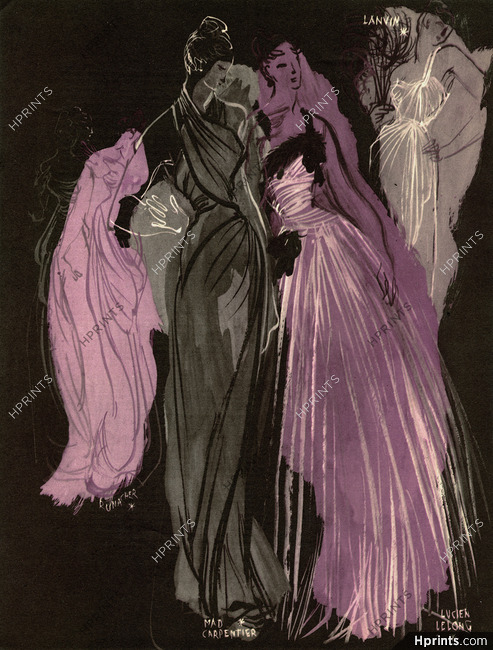 Suzanne Runacher 1946 Robes du soir, Mad Carpentier, Lucien Lelong, Jeanne Lanvin