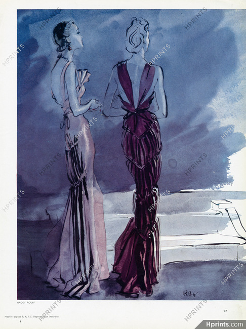 Maggy Rouff 1936 Bouët-Willaumez, backless Evening Gown