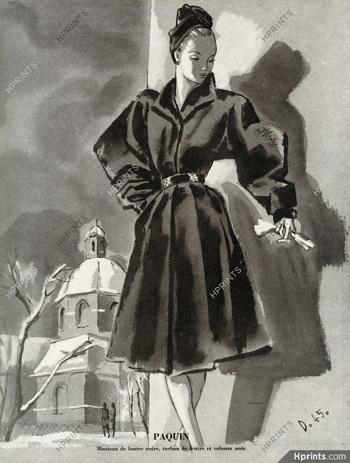 Paquin 1945 Manteau de loutre noire, André Delfau
