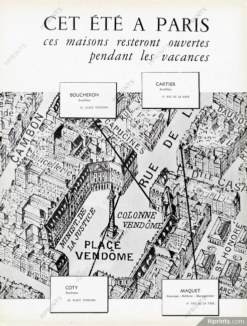 Cet été à Paris... 1949 Place Vendôme, Cartier, Boucheron, Coty, Maquet