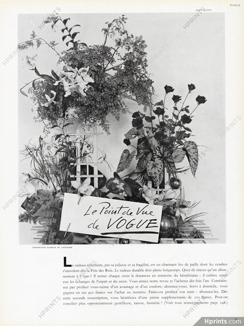 Lachaume 1951 Composition florale, Photo Henry Clarke