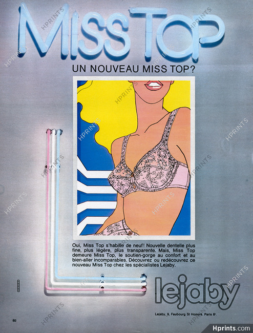 Lejaby 1969 Bra, Model Miss Top, Neon, Antonio Lopez