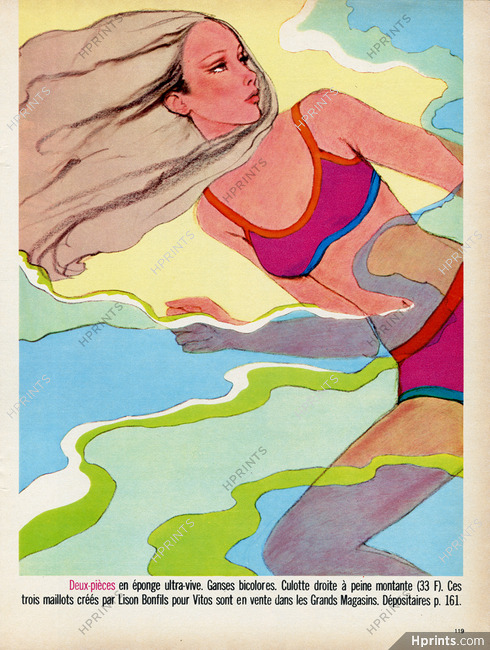 Antonio 1967 Lison Bonfils pour Vitos, Swimwear, Fashion Illustration
