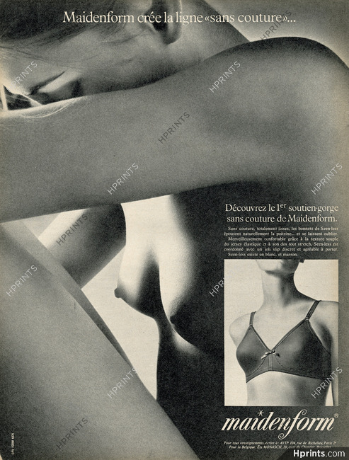 1970 vintage Brassiere AD MAIDENFORM the Vanishing Bra and Half Slip 043020