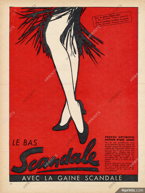 Scandale 1952 René Gruau Stockings Hosiery