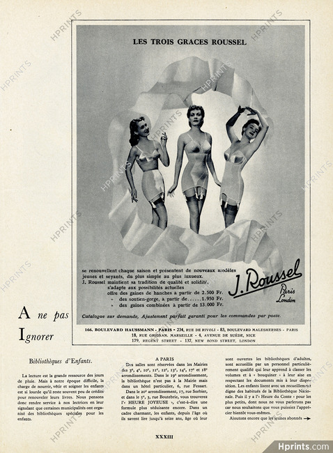 J. Roussel (Girdles) 1951 Les Trois Grâces Roussel
