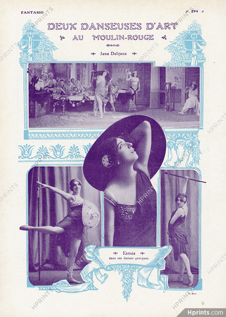 Jane Delyane & Esmée 1911 Danseuses d'Art au Moulin Rouge, Photo Bert