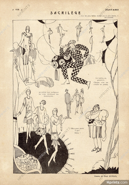 Paul Dufau 1925 "Sacrilège", Fashion Satire