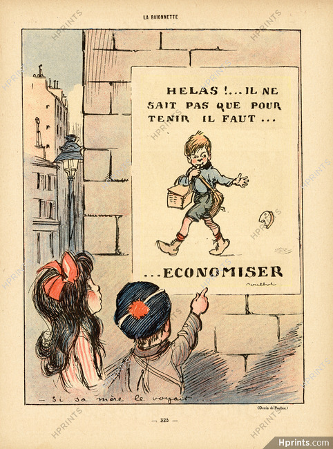 Poulbot 1918 "Il faut... Economiser" Street Poster