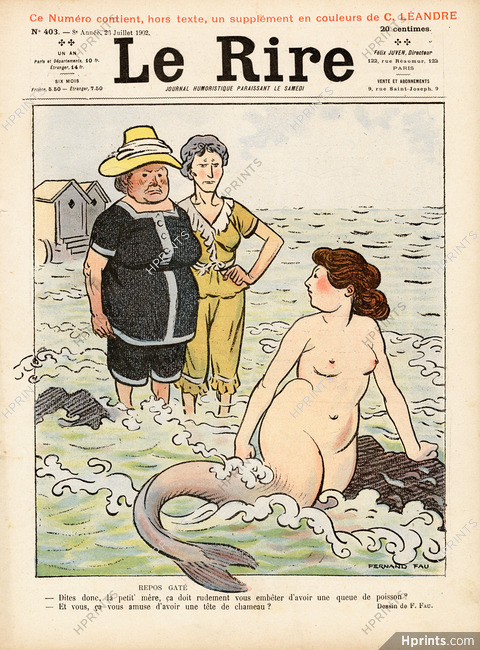 Fernand Fau 1902 Mermaid, Le Rire Cover