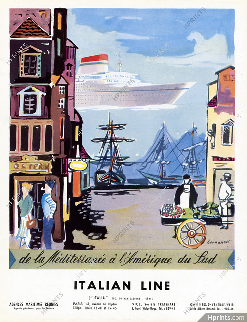 Italian Line (Ship Company) 1952 Bernalloli, Transatlantic Liner