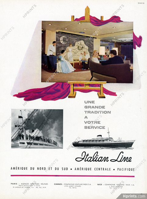 Italian Line (Ship Company) 1956 Ocean Liner