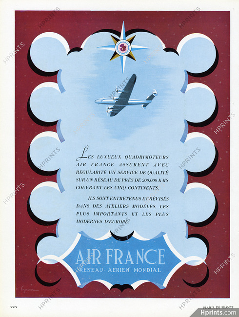 Air France 1950 Réseau Aérien Mondial
