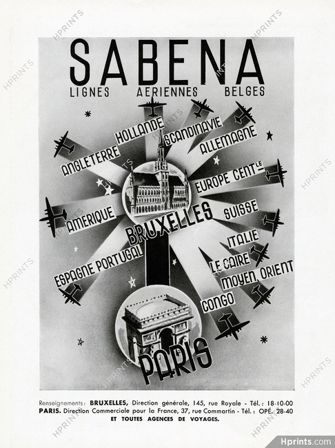 Sabena (Airlines) 1949 Lignes Aériennes Belges