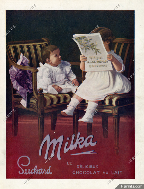 Milka - Suchard (Chocolates) 1912 Babies Reading Magazine