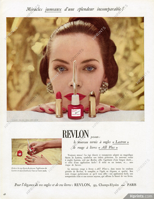 Revlon (Cosmetics) 1948 Lipstick, Nail Polish, Jewels Harry Winston, Photo Rawlings