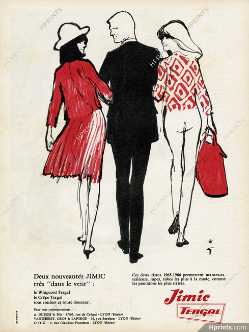Jimic Tergal (Fabric) 1965 René Gruau, Fashion Illustration