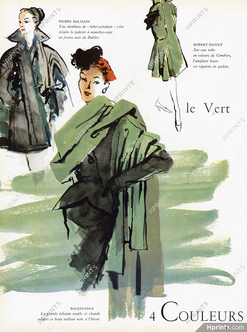 Balenciaga 1950 Le Vert, Fashion Illustration