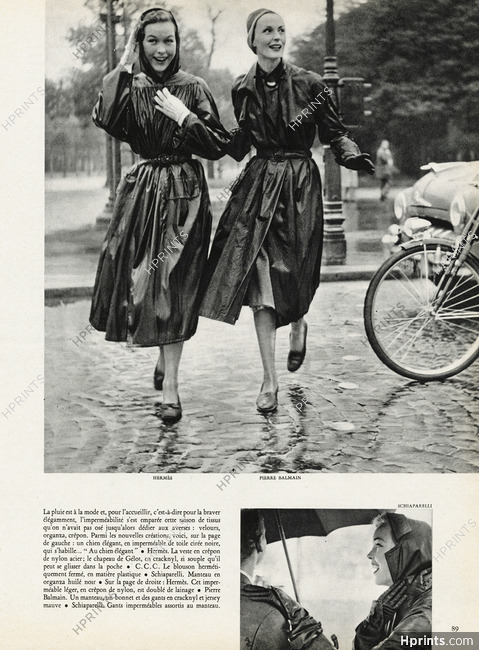 Hermès, Pierre Balmain 1950 Raincoats, Schiaparelli (Gloves),