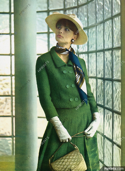 Yves Saint Laurent 1964 Green Suit, Pierre Besson, Chichen-Itza Handbag