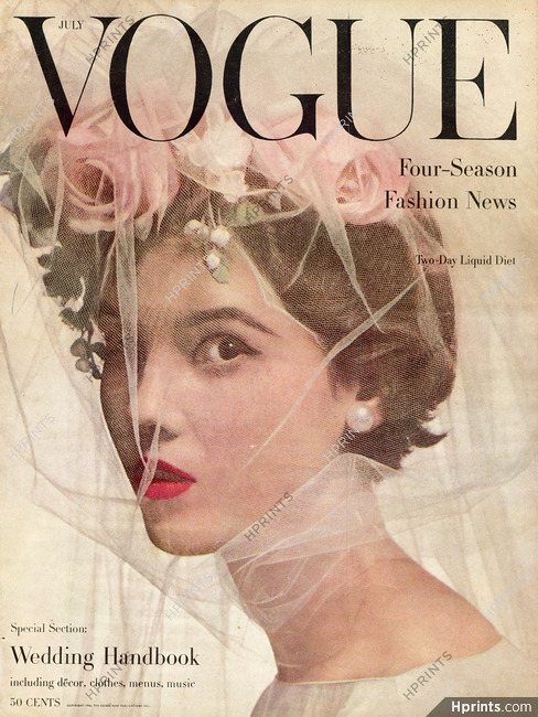Vogue Cover 1956 Bridal headdresses, Roses, Photo Irving Penn