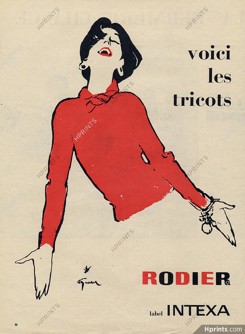 Rodier (Fabric) 1957 Tricots, René Gruau