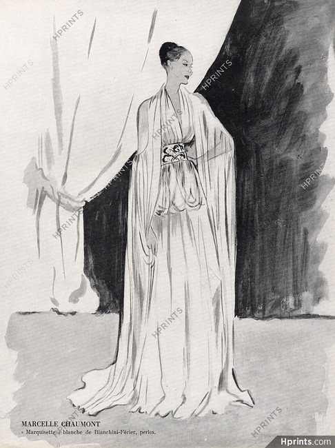 Marcelle Chaumont 1948 Jeb Fashion Illustration Evening Gown