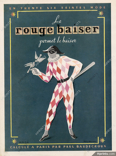 Rouge Baiser 1948 Lipstick, Harlequin, Fix-Masseau