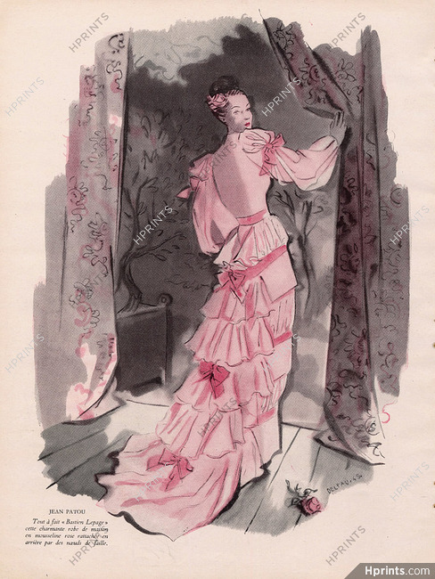 Jean Patou 1945 pink Evening Gown, André Delfau